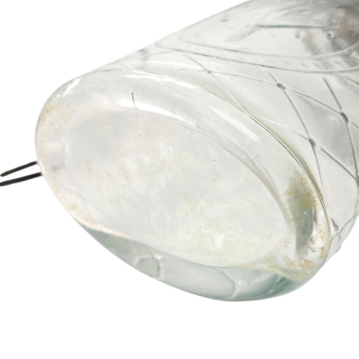 Rustic Farmhouse Glass Floral Vase with Fixed Flower Frog Lid & Wire Caddy