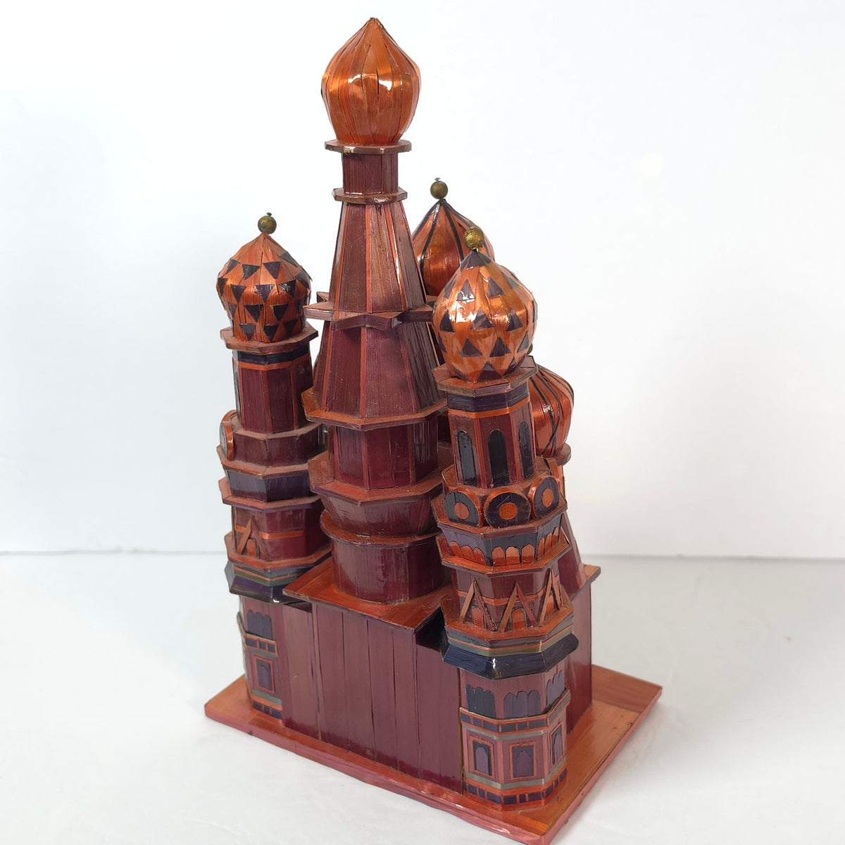 Vintage Saint Basil's Cathedral Straw Marquetry Souvenir Model