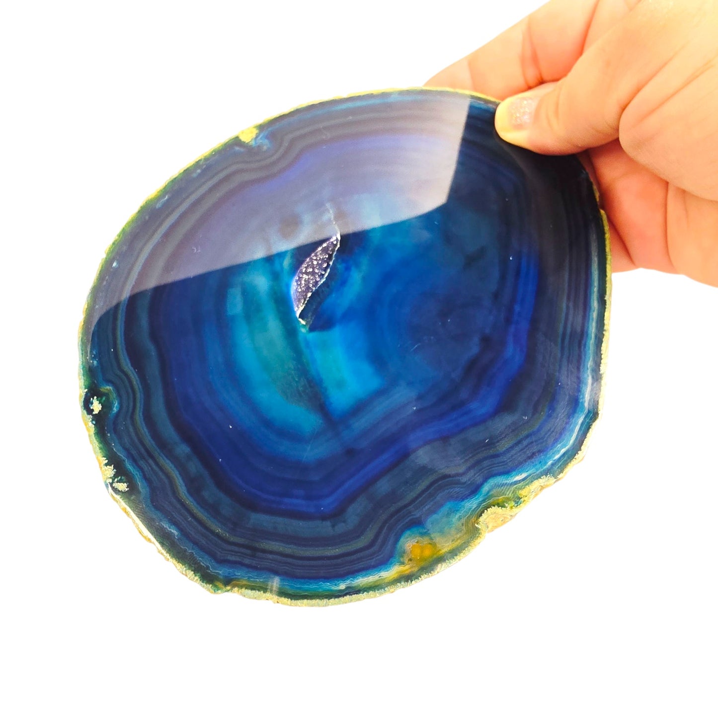 Blue Agate Geode Crystal Druzy Slab Slice