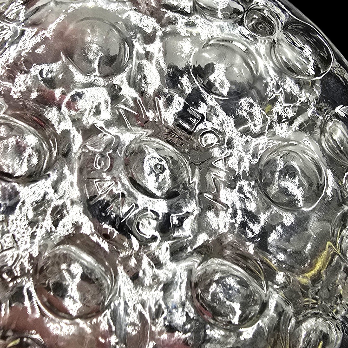 Vtg Made in France Glass Flower Frog Clear Crystal Bowl, 7-Hole Floral Arranger