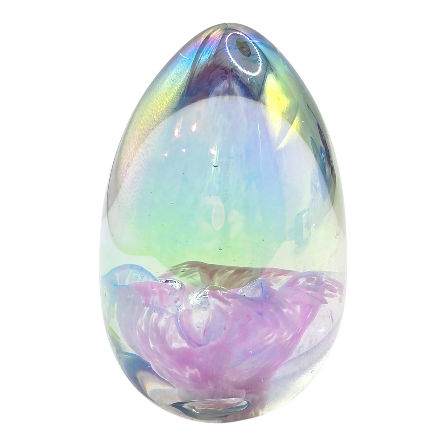 Glass Eye Studio Mt St Helens Ash Paperweight Signed MSH 1983 Mike Shaw Blue Vtg