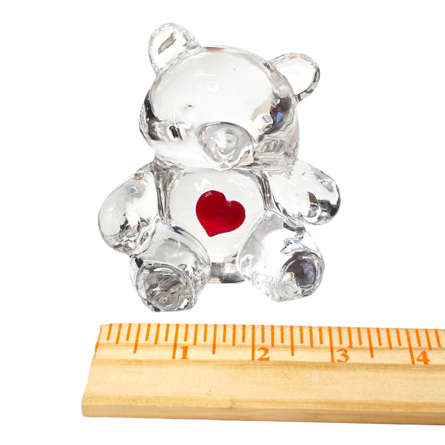 Fenton Art Glass Crystal Bear Figurine Ruby Red Heart Valentine July Birthstone