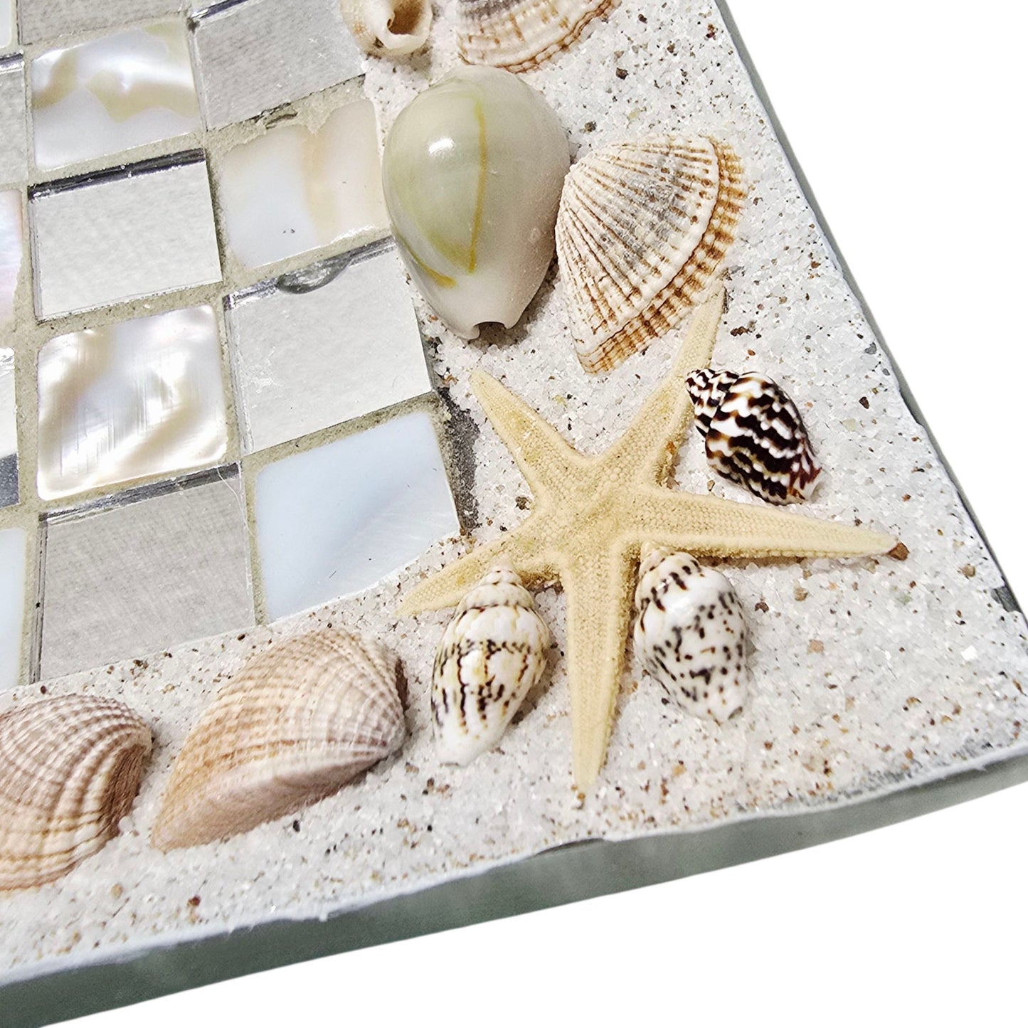 Pier 1 Imports Shell Mosaic Glass Trays Seaside Decor Rectangular Coastal Decor