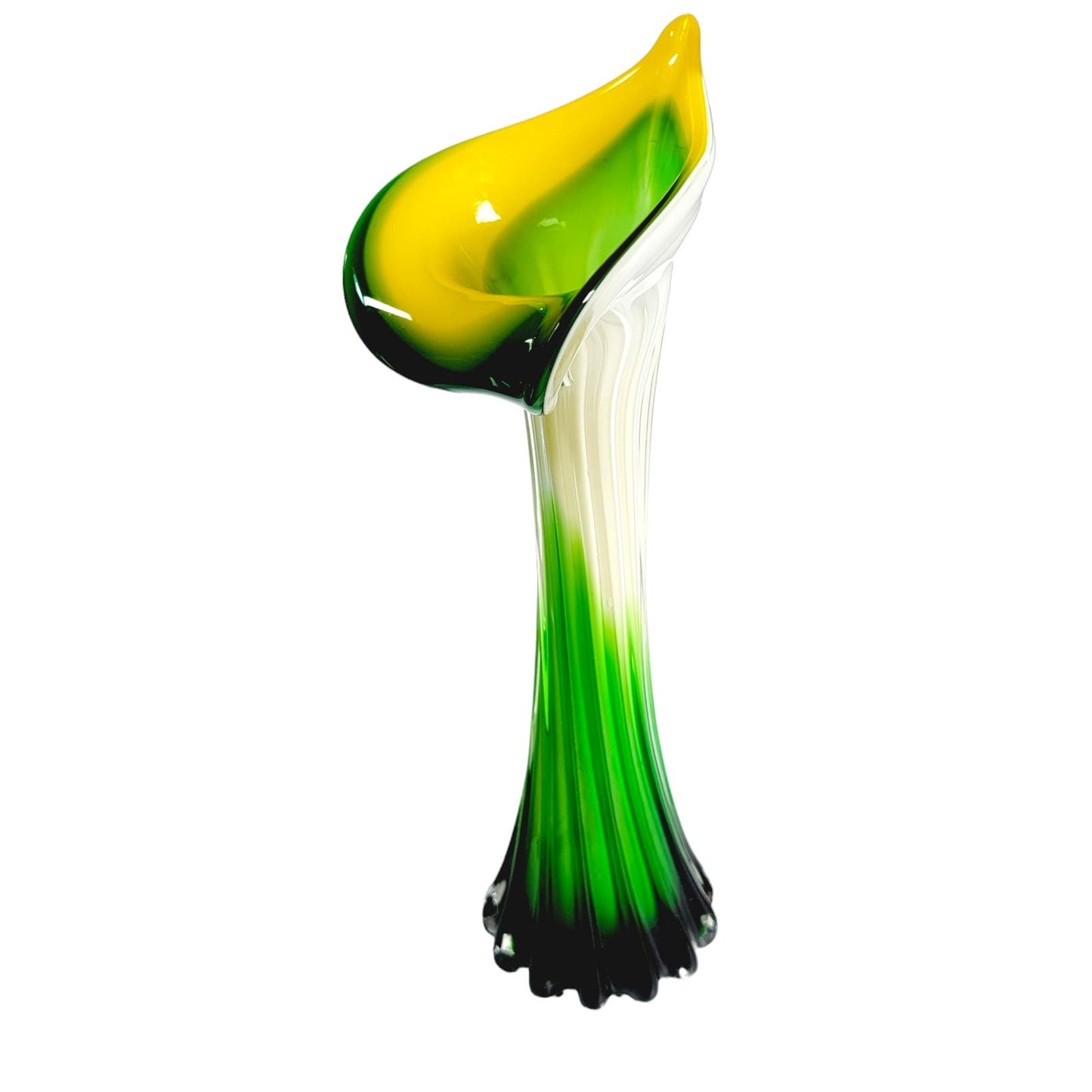 Vintage Jack in the Pulpit Calla Lily Vase, Yellow and Green