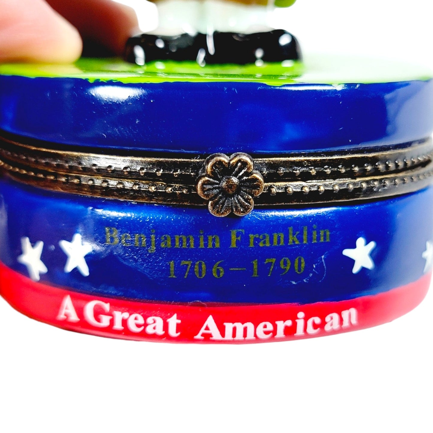 Ben Franklin "A Great American" with Kite Trinket Box 4.5" H