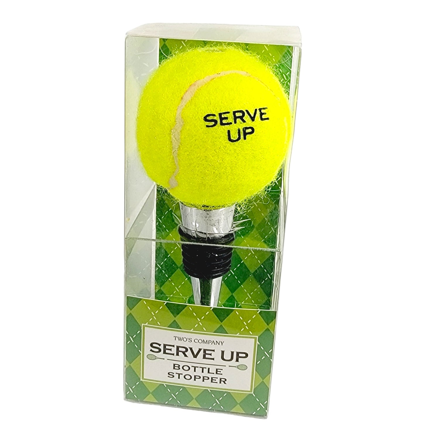 Tennis Ball Bottle Stopper Two's Company "Serve Up" , Tennis Gift