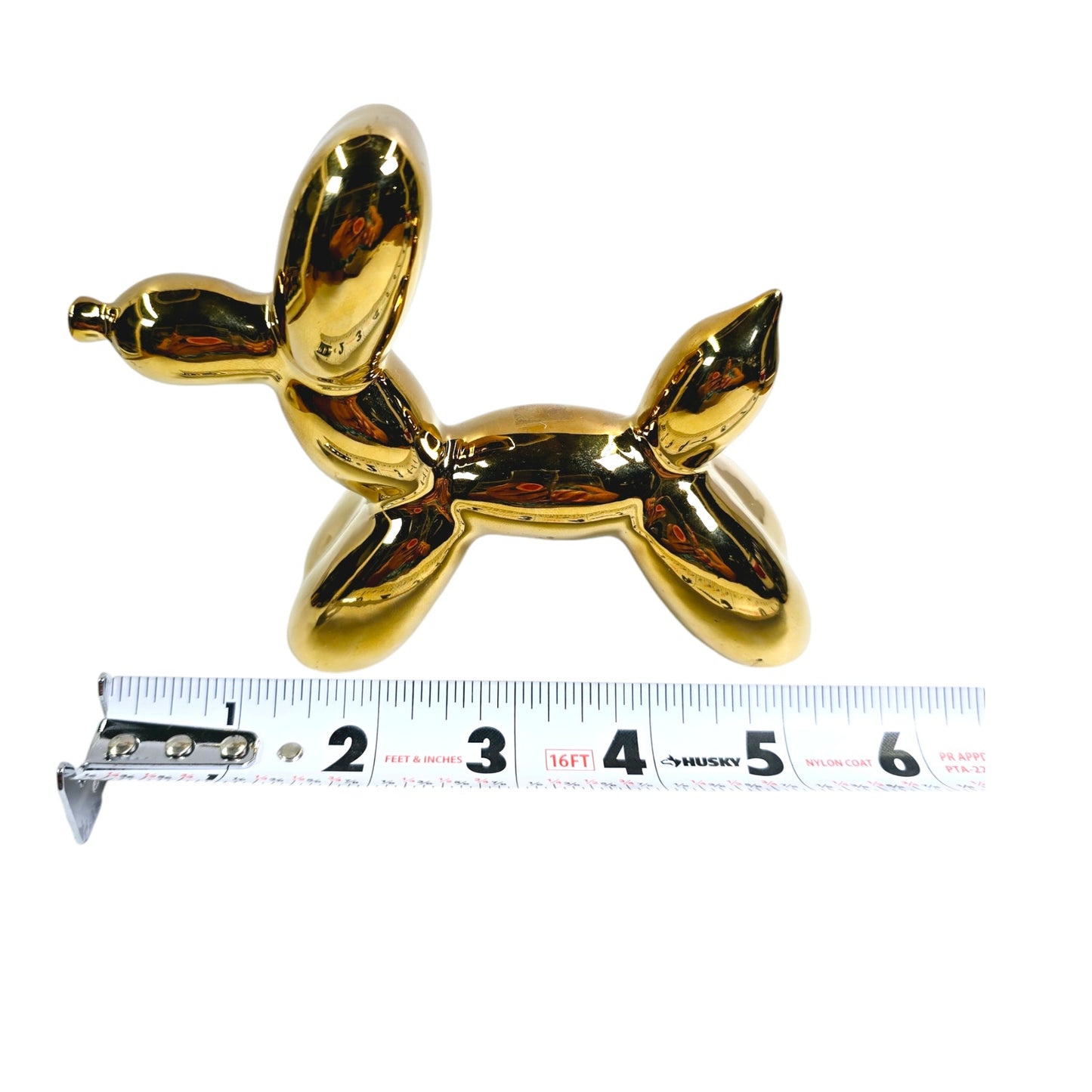 Balloon Dog Figurine, Gold Tone over Ceramic