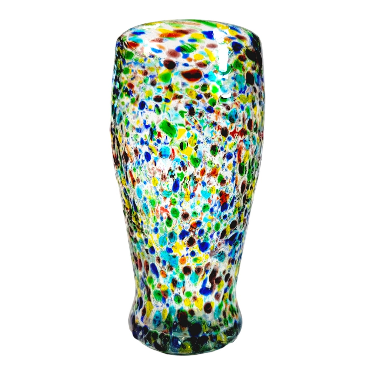 Bambeco Recycled Confetti Glass Beer Tumblers 14 oz. Set of 2 Hand-Blown Artisan Mexico 2017 NIB