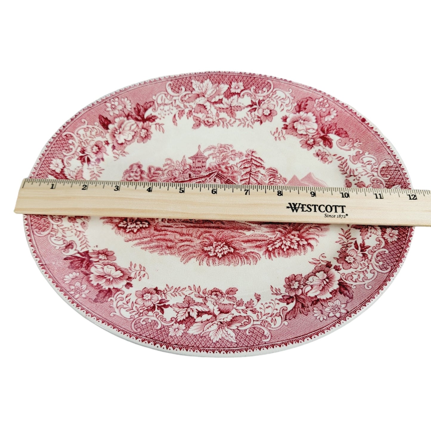 Thomas Hughs & Sons "Avon Cottage" Pink, 12" Oval Platter, Staffordshire, England, Crazing