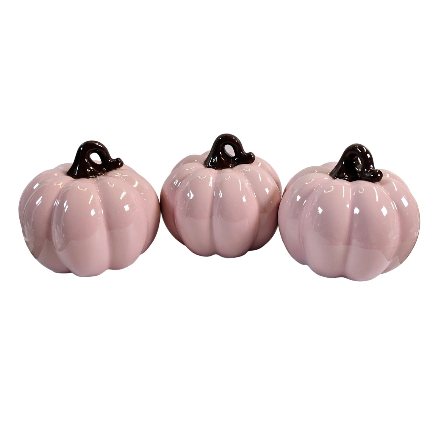 Set of 3 Pale Pink Ceramic Display Pumpkins