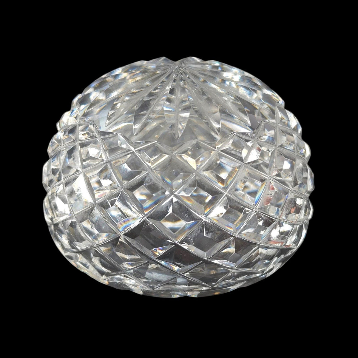 Waterford Crystal Hollow Dome Paperweight Diamond Cut Starburst Signed