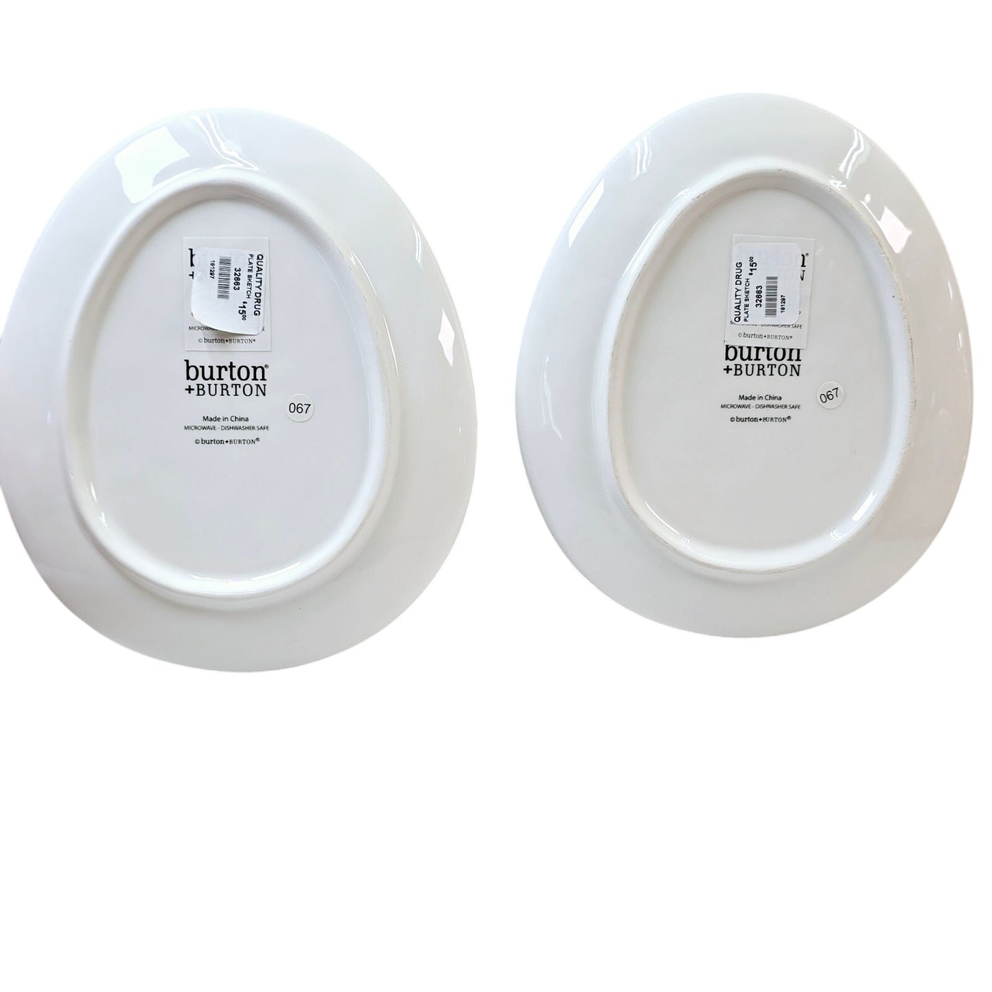 Set 2 Burton & Burton Easter Bunny Plates Brown Sketch Tulips 8.25" AS IS Crazed