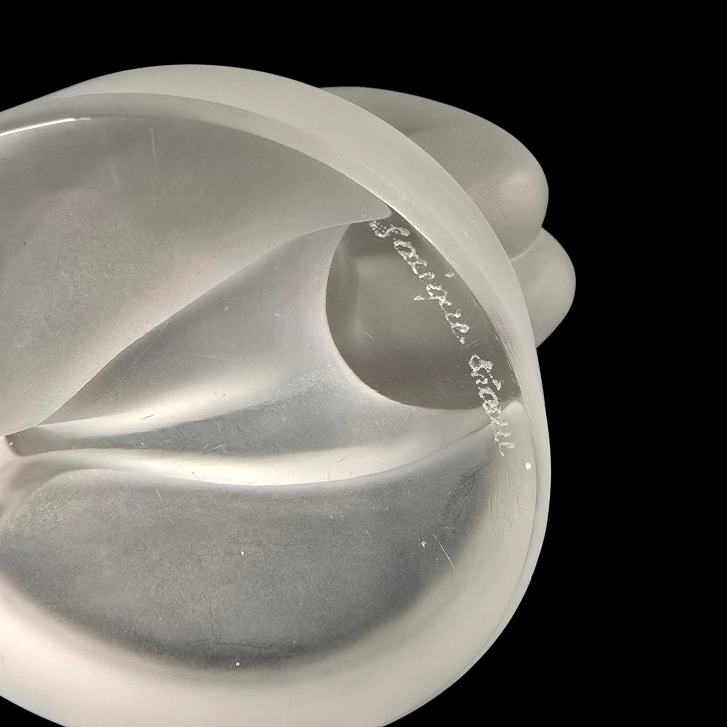 LALIQUE Glass CHRYSIS Nude Female Frosted Crystal Car Mascot Paperweight 1950's