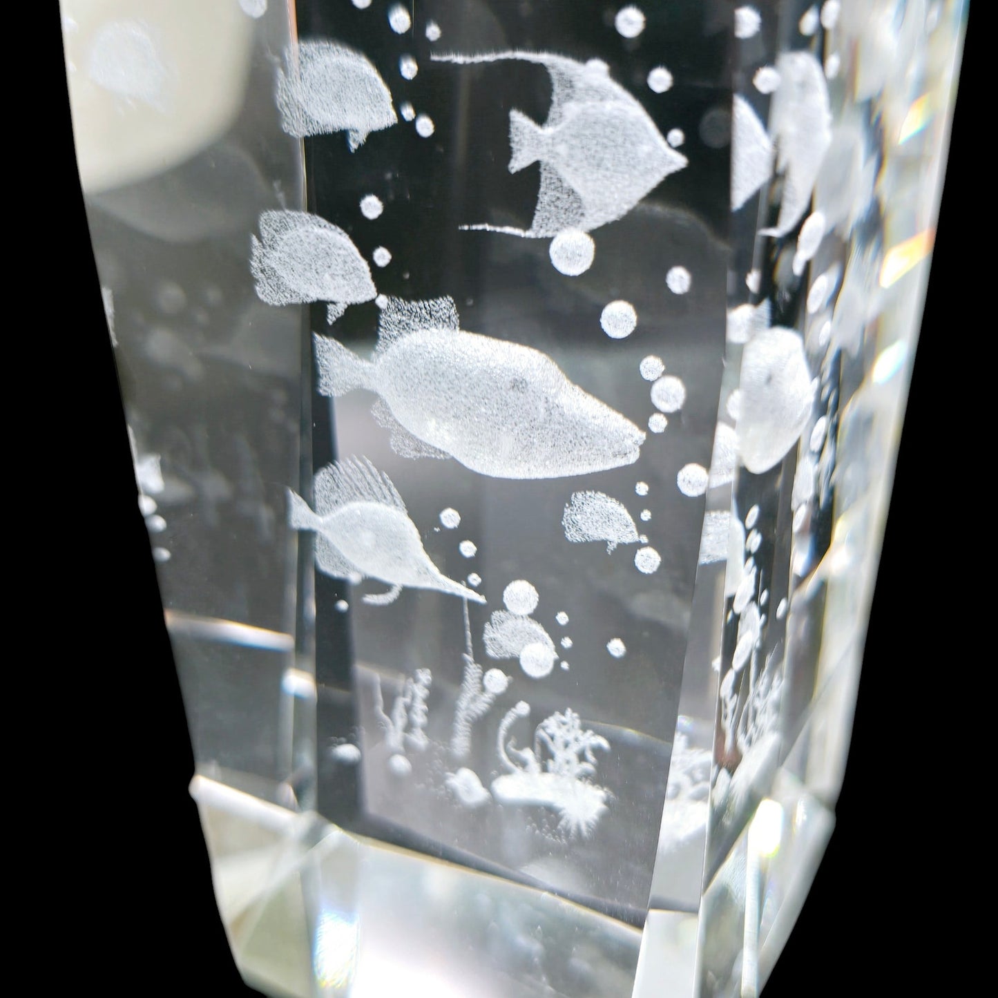 3D Laser Etched Crystal Glass Paperweight Sea Life Turtle Humu Angel Fish Shell