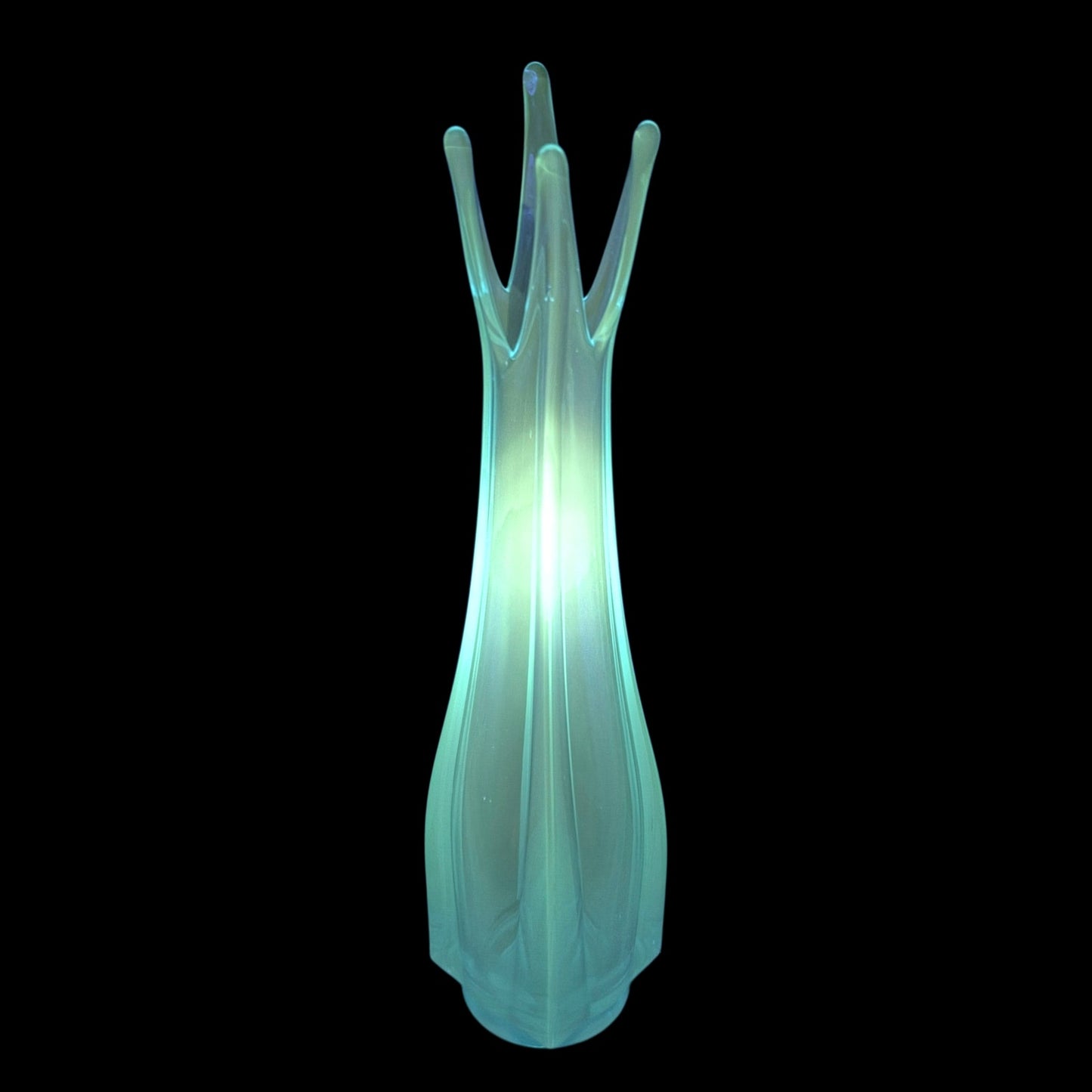 LE Smith Blue Swung Vase 4 Finger Mid Century Modern Vintage Simplicity 13.5"