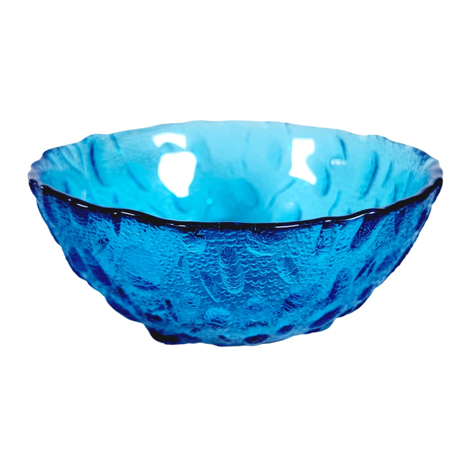 St. Thomas Glassmakers Blue Pebble Textured Footed Bowl 4.75" D