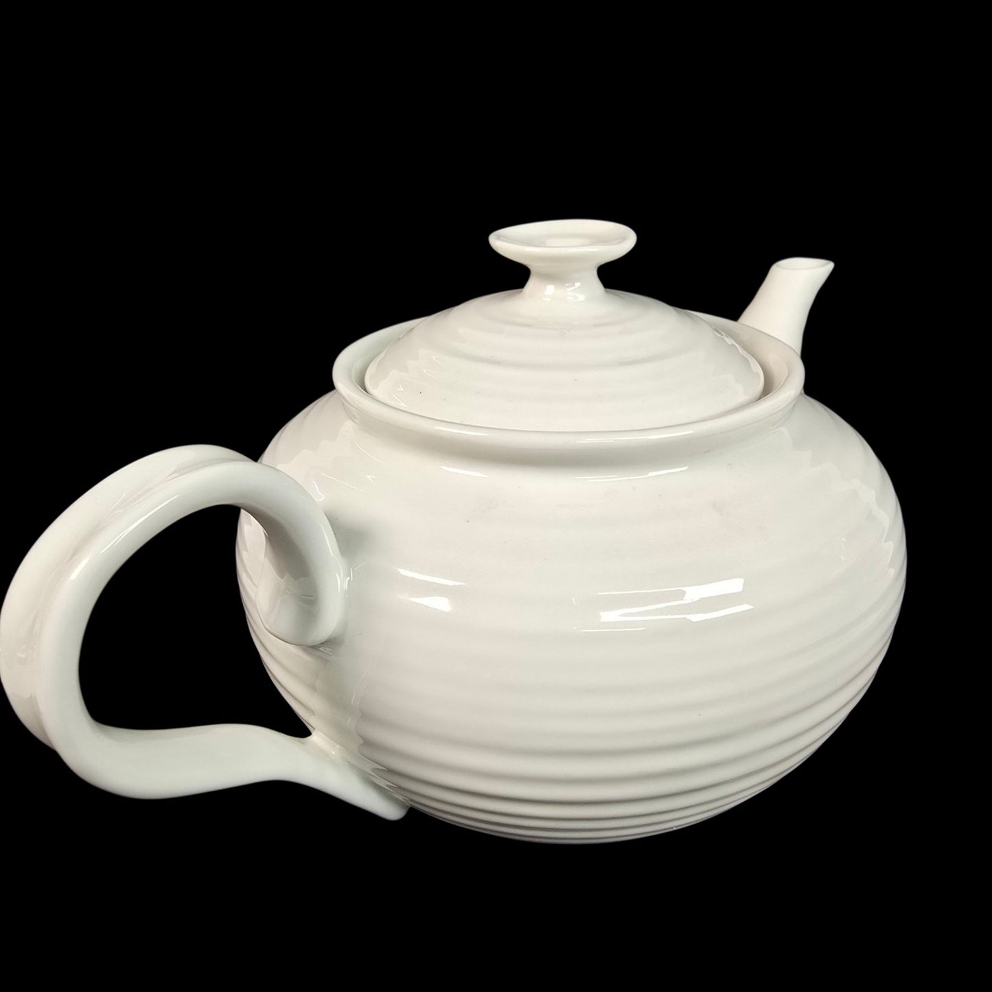 Portmeirion Sophie Conran White Teapot 2pt Rippled Ceramic Tea Pot READ
