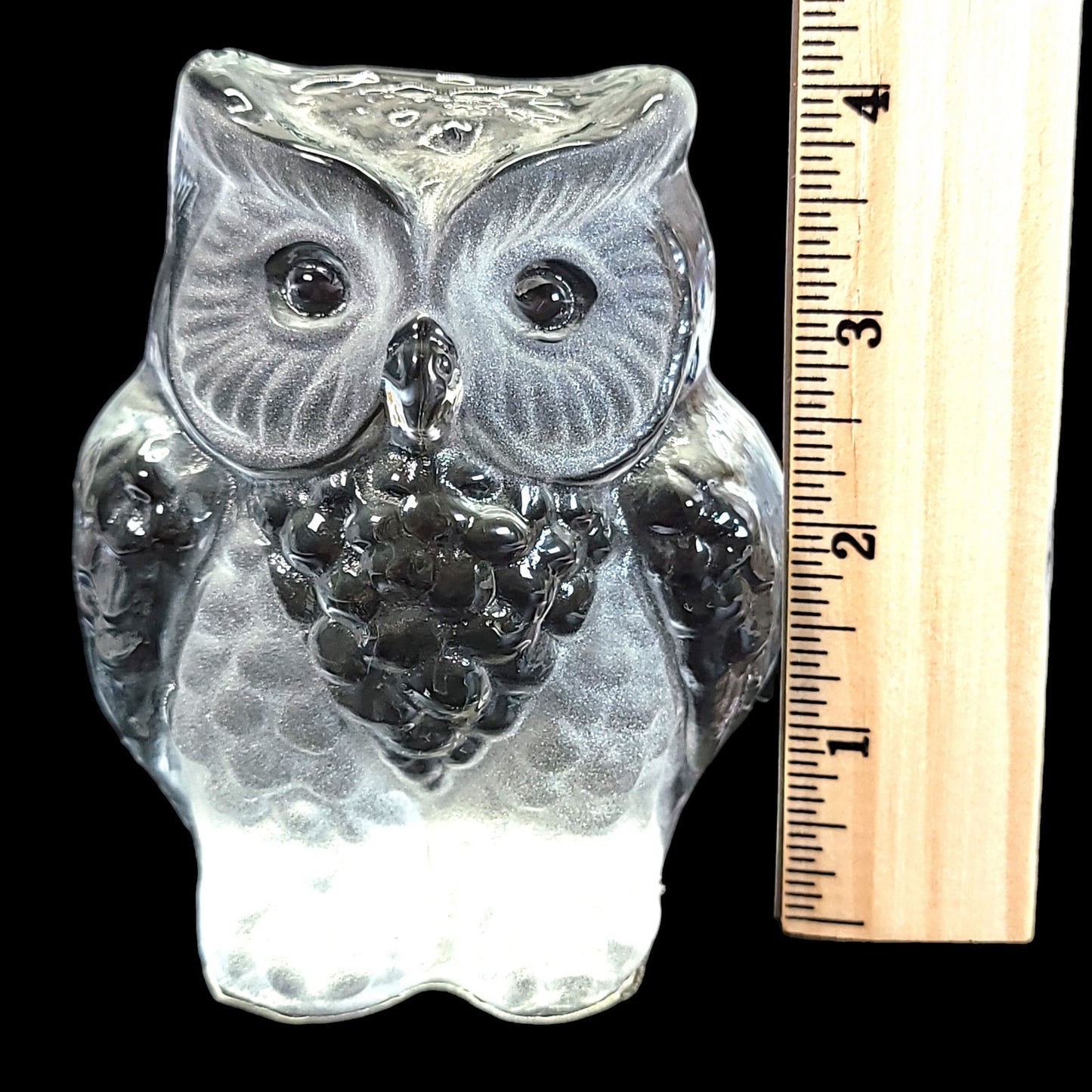 4" Vintage Clear & Frosted Viking Glass Owl Bookend Paperweight FLAW