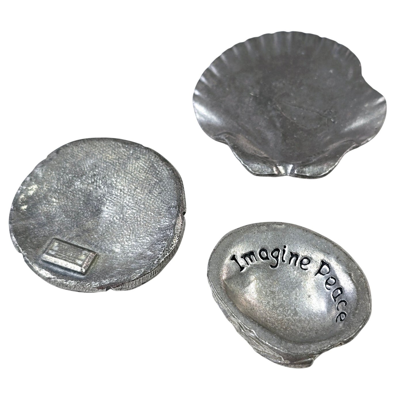 Set of 3 Pewter Metal Shells