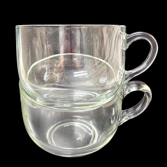 Set of 2 Oversized Large Glass Coffee Mug Cup 22oz Made In Italy