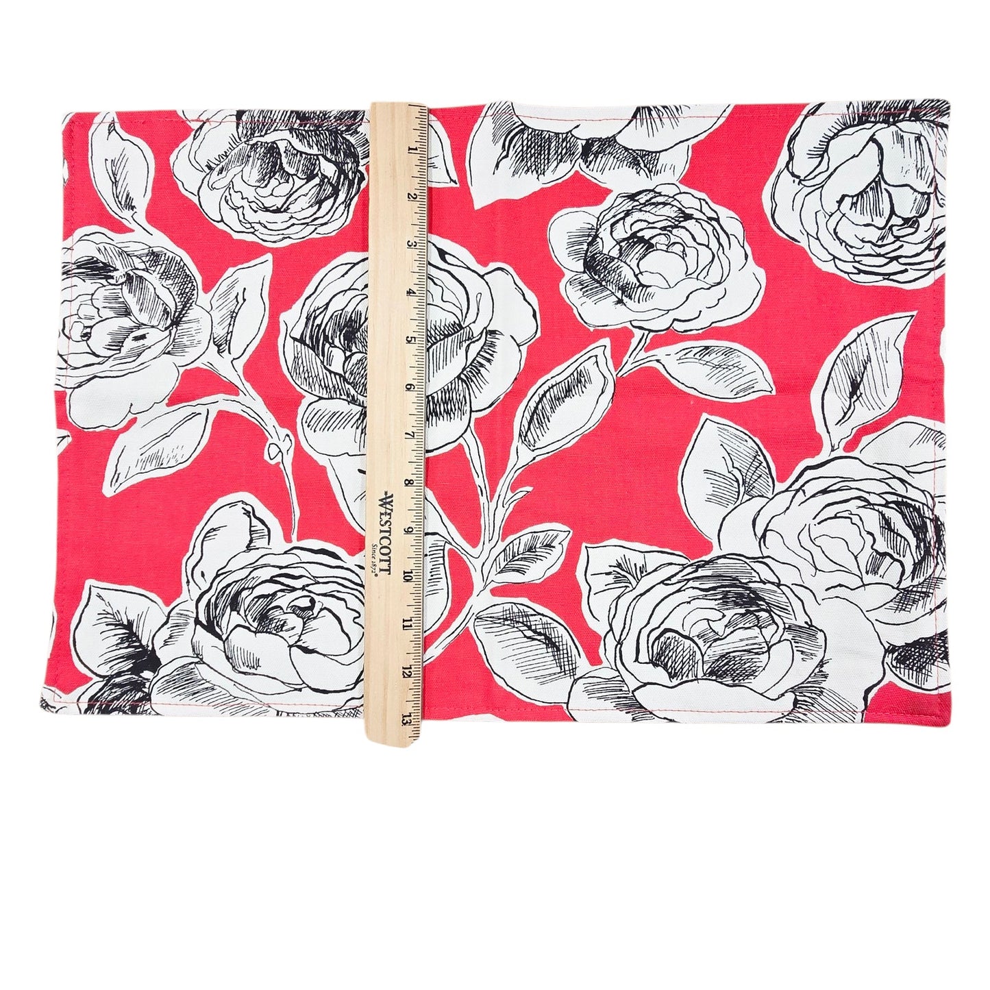 Set of 4 Rose Poppy Floral Placemats World Market 13" by 19", Red Black White