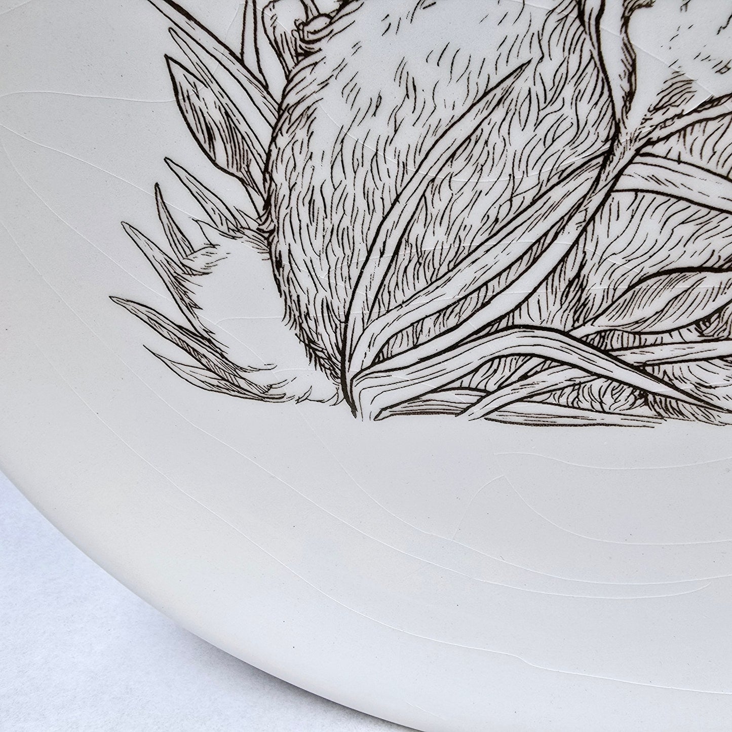 Set 2 Burton & Burton Easter Bunny Plates Brown Sketch Tulips 8.25" AS IS Crazed