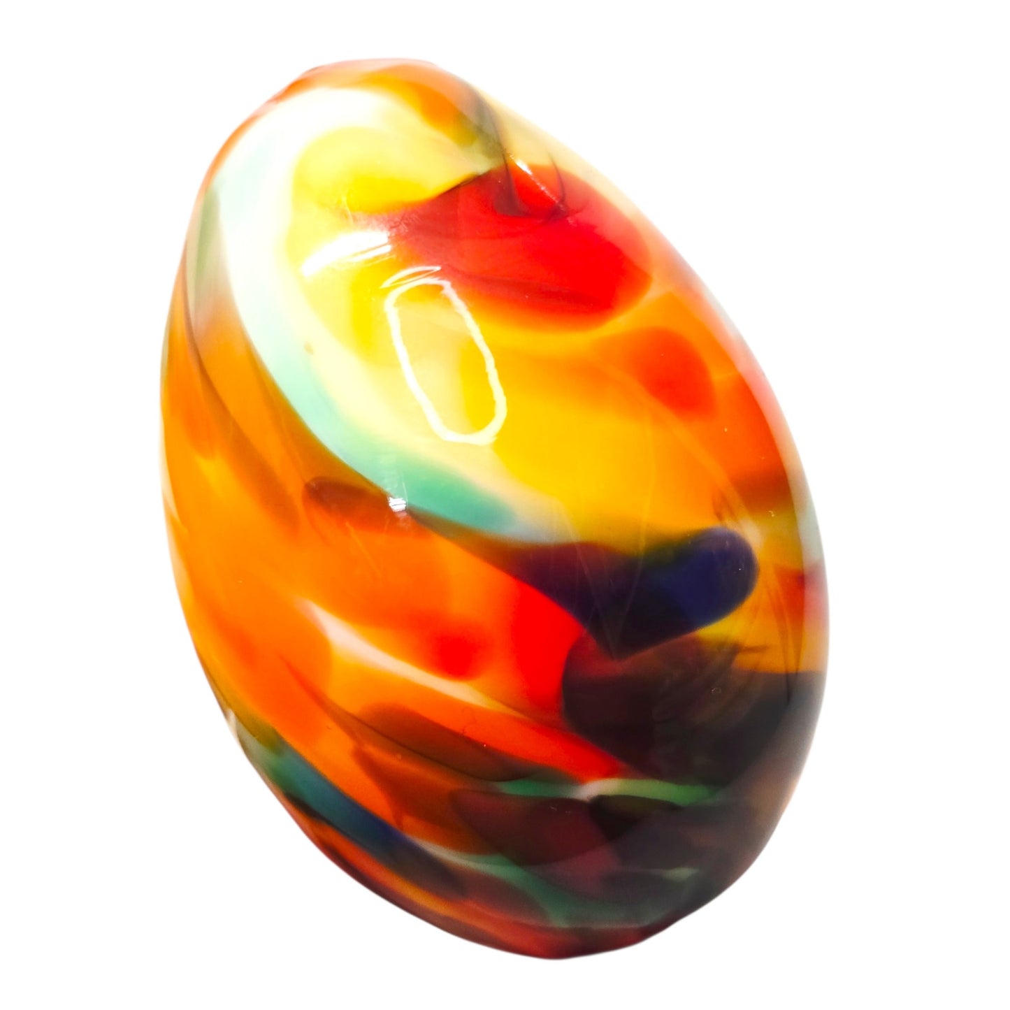 Vintage EXBOR Czech Republic Art Glass Egg Sculpture - Hand Blown Bohemian Glass