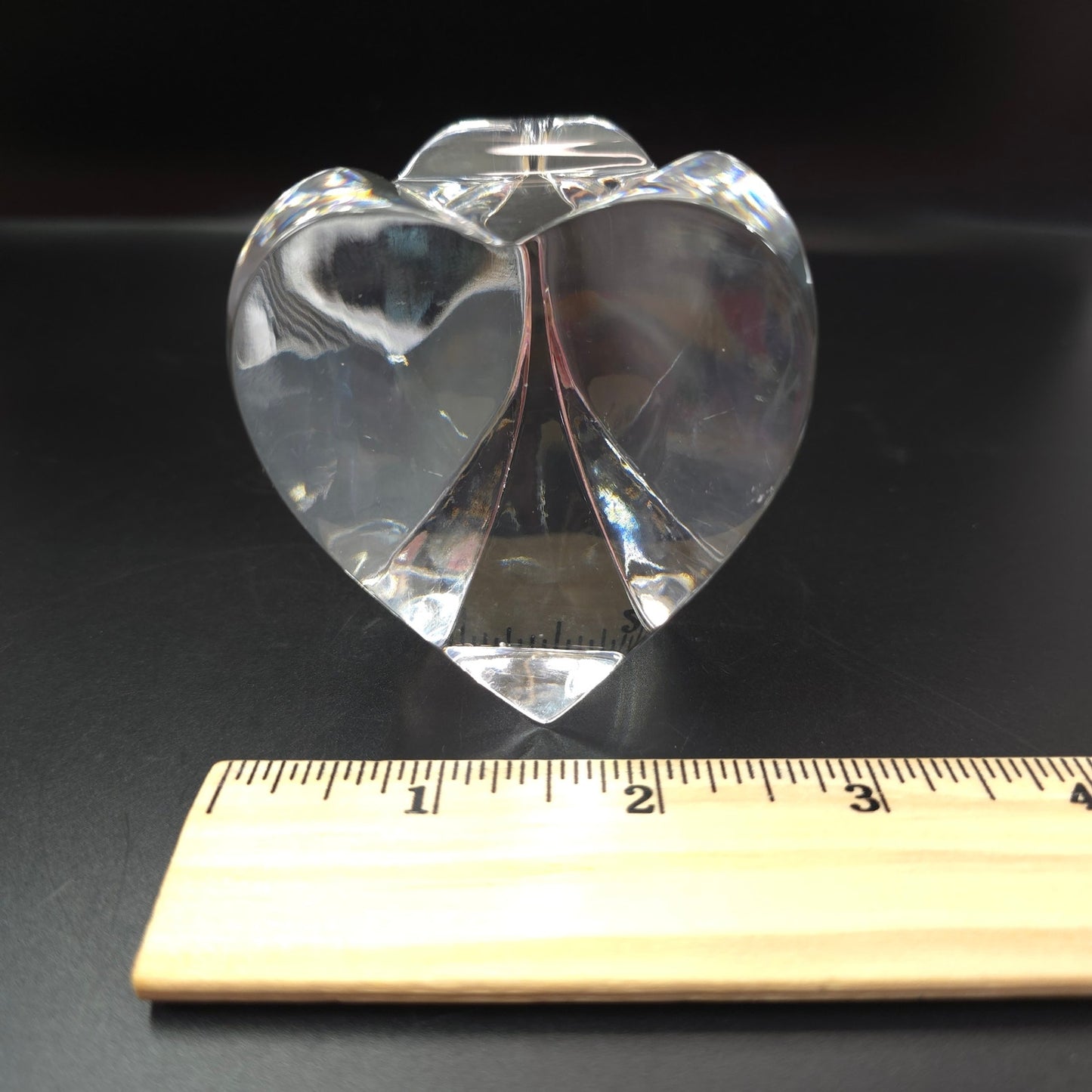 Multi-Faceted Glass Heart Paperweight, 2.5" H