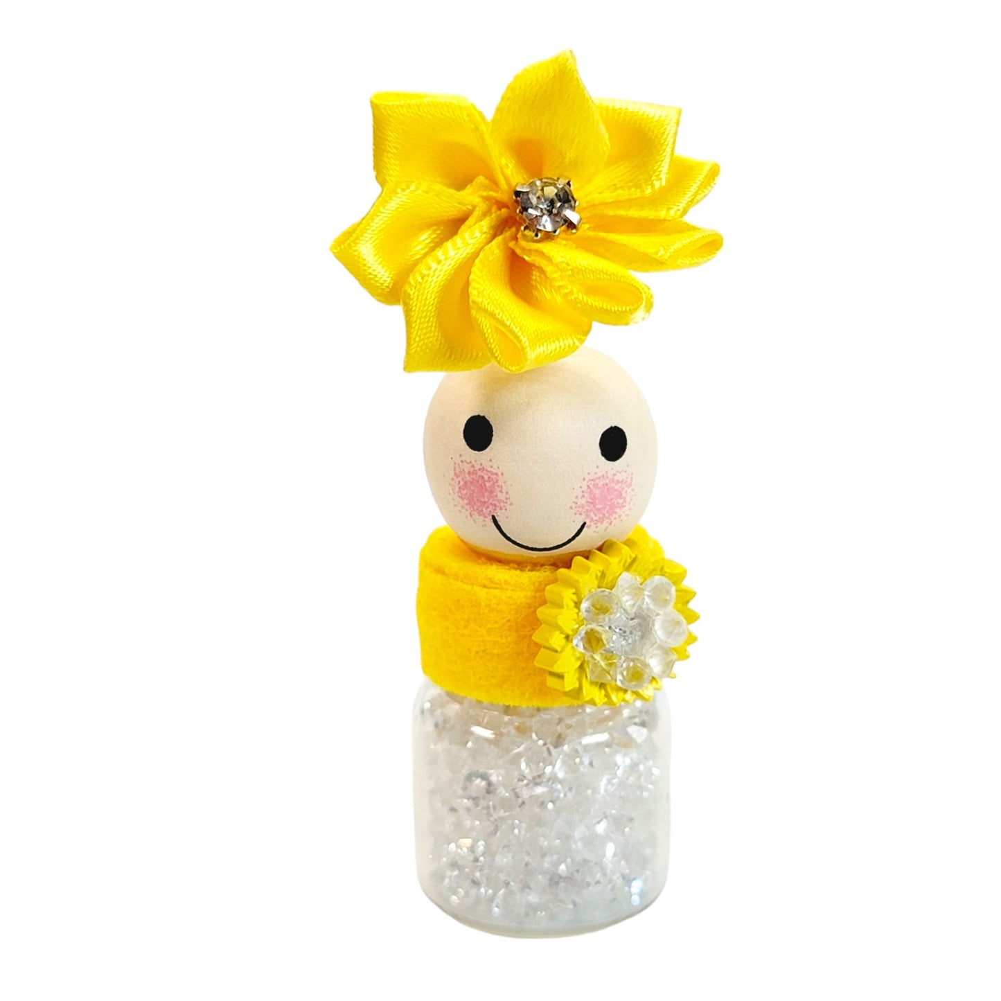 Yellow Flower Sparkly Single Hat Pin Holder