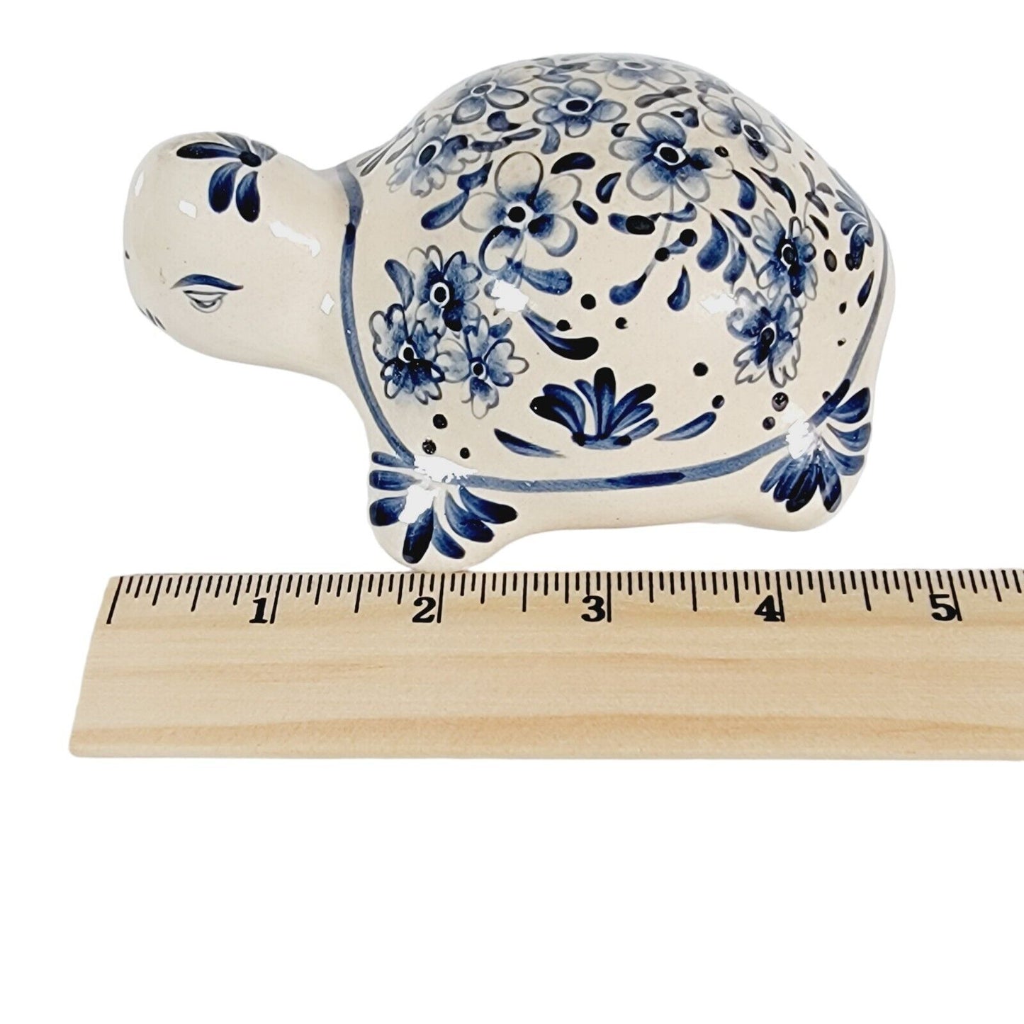 Vintage Anaware Turtle Blue & White Floral Hand Painted Ceramic, Philippines