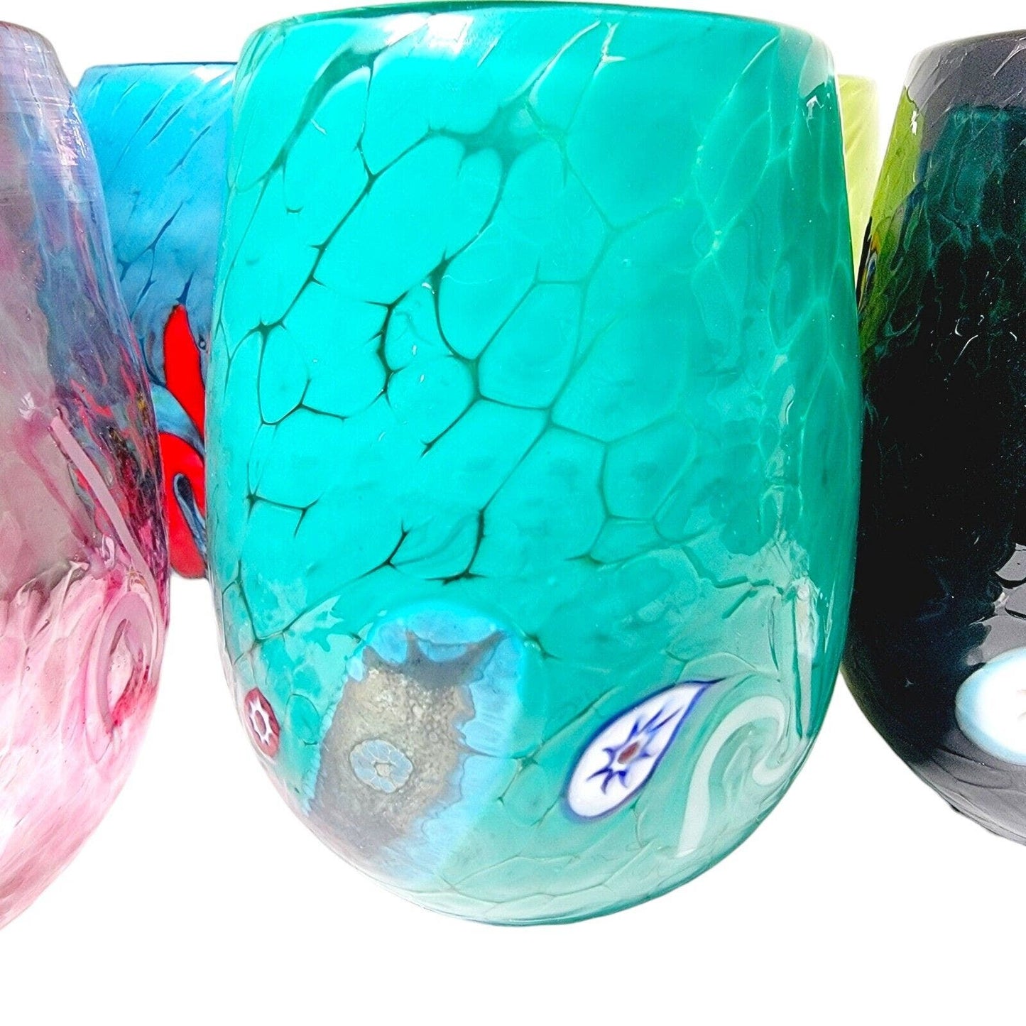 Set of 6 Murano Vetreria Artistica Hand-Blown Glass Tumblers