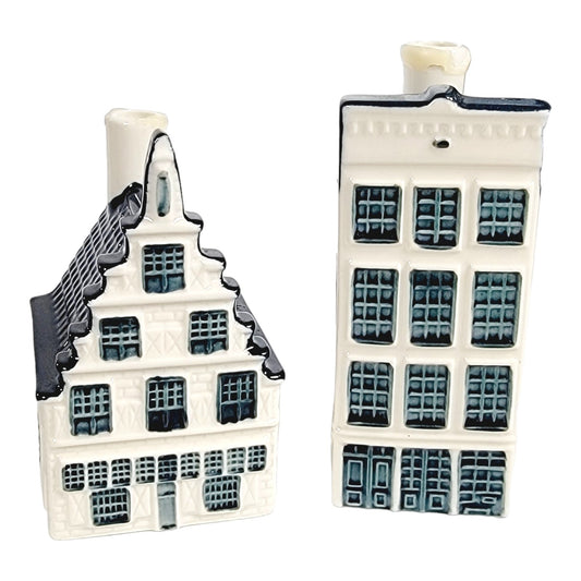 Set of 2 KLM Blue Delft by BOLS Holland Miniature Houses Amsterdam 1575 2015 #47 and #29