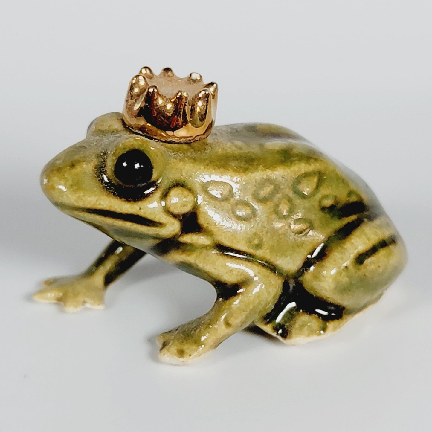 Hagen Renaker Gold Crown Frog Prince Ceramic Miniature Figurine, Retired