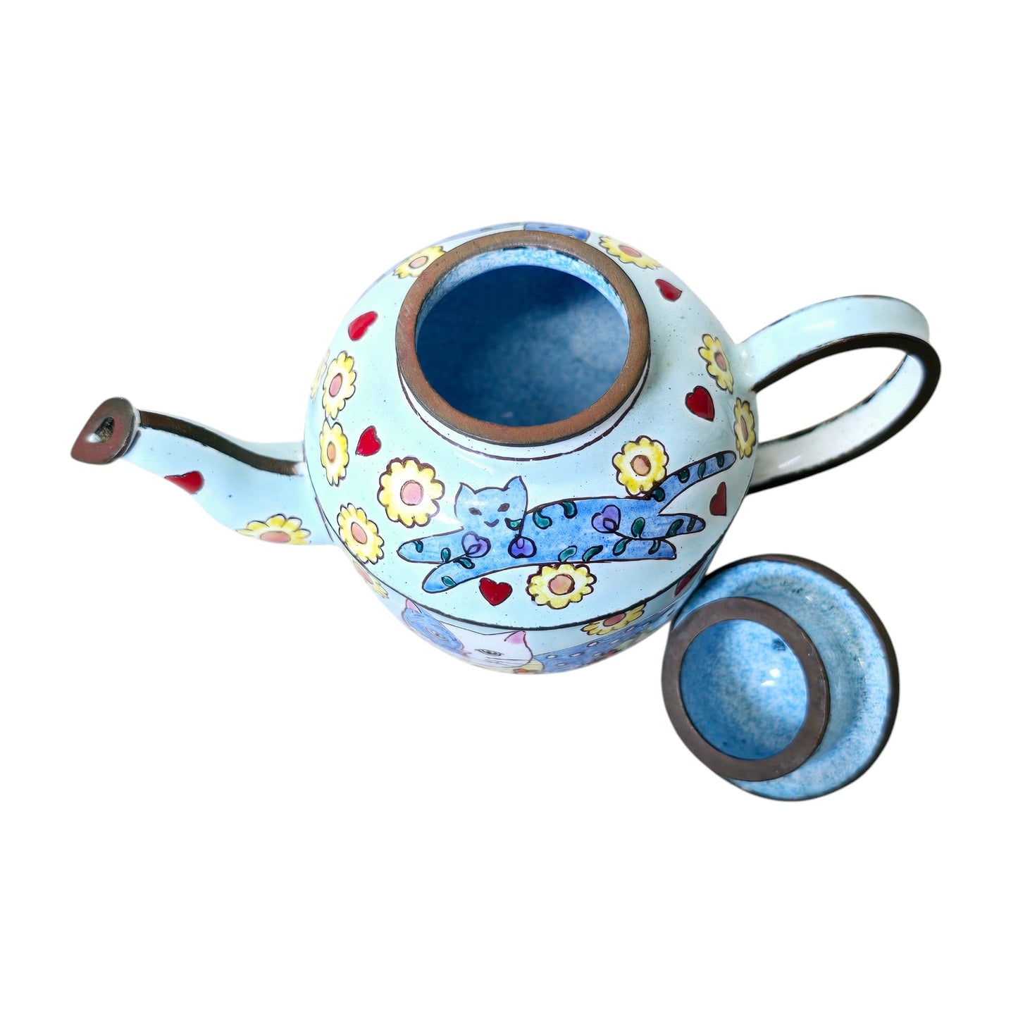 Kelvin Chen Miniature Hand Painted Cat Enamel Teapot