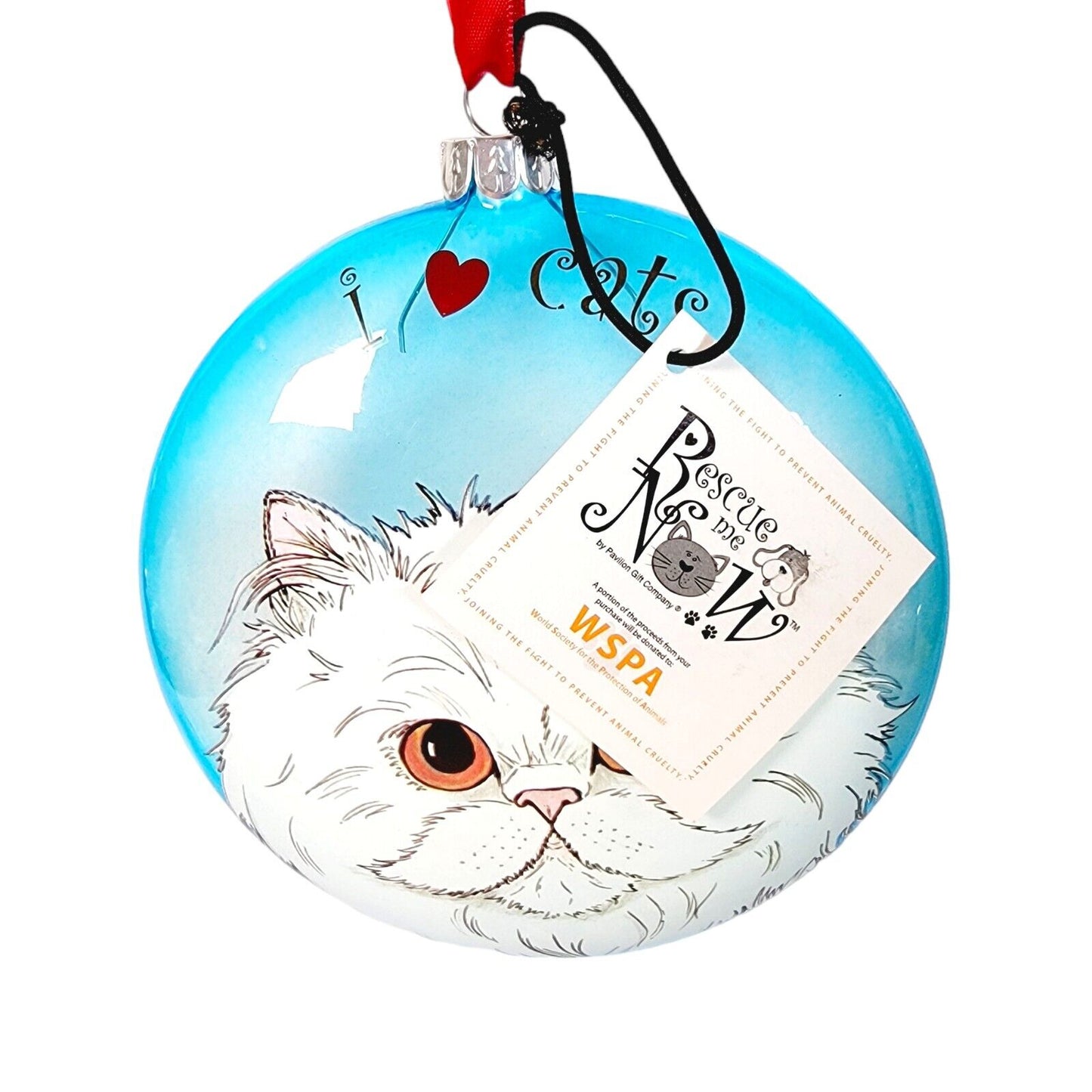 Cats By Nina Playful Persian Ornament, Rescue Me Now Pavilion Gift, I 🩵 Cats 5"