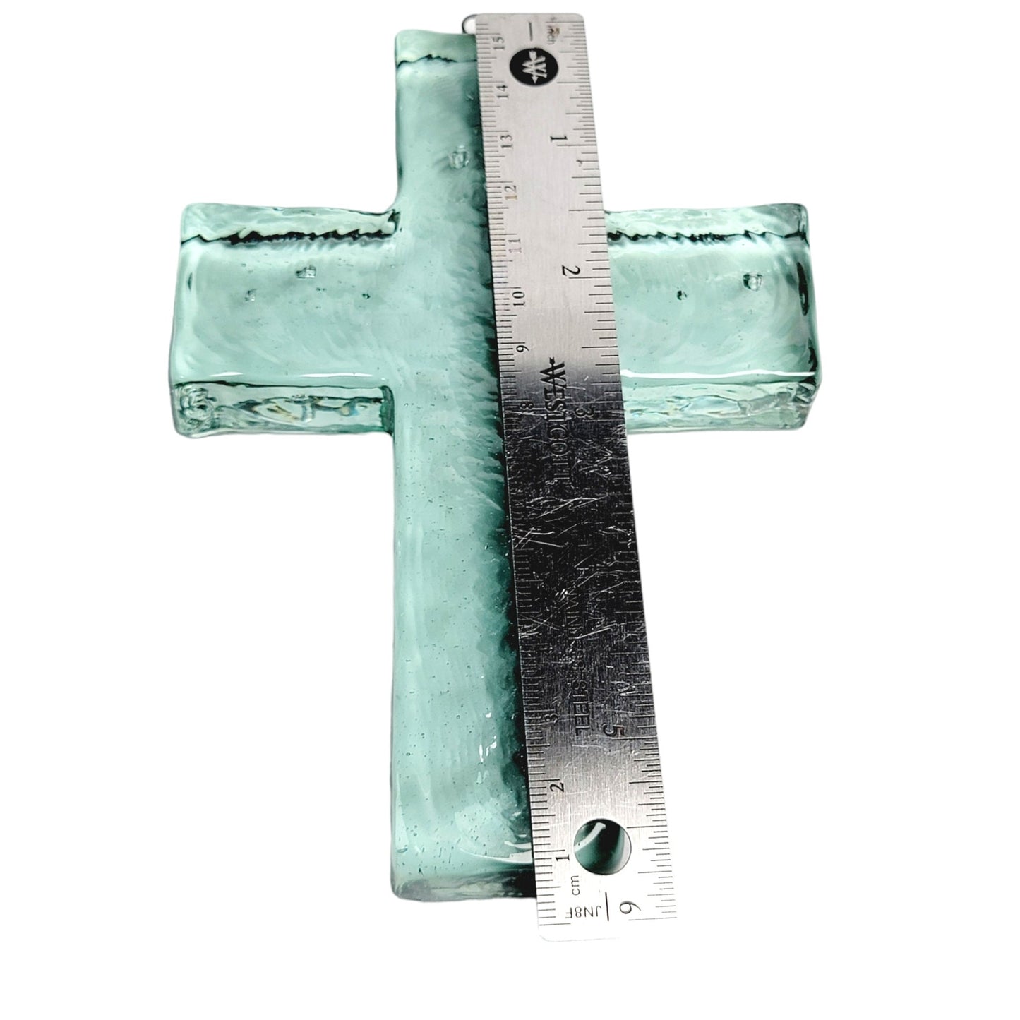 Recycled Glass Hanging Cross 5"