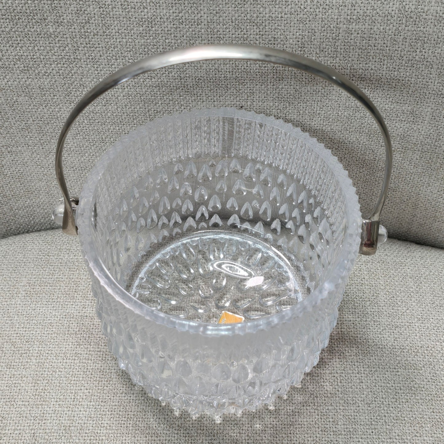 Vintage Genuine Crystal Ice Bucket Made in England, Teardrop Glass Pattern, Heavy