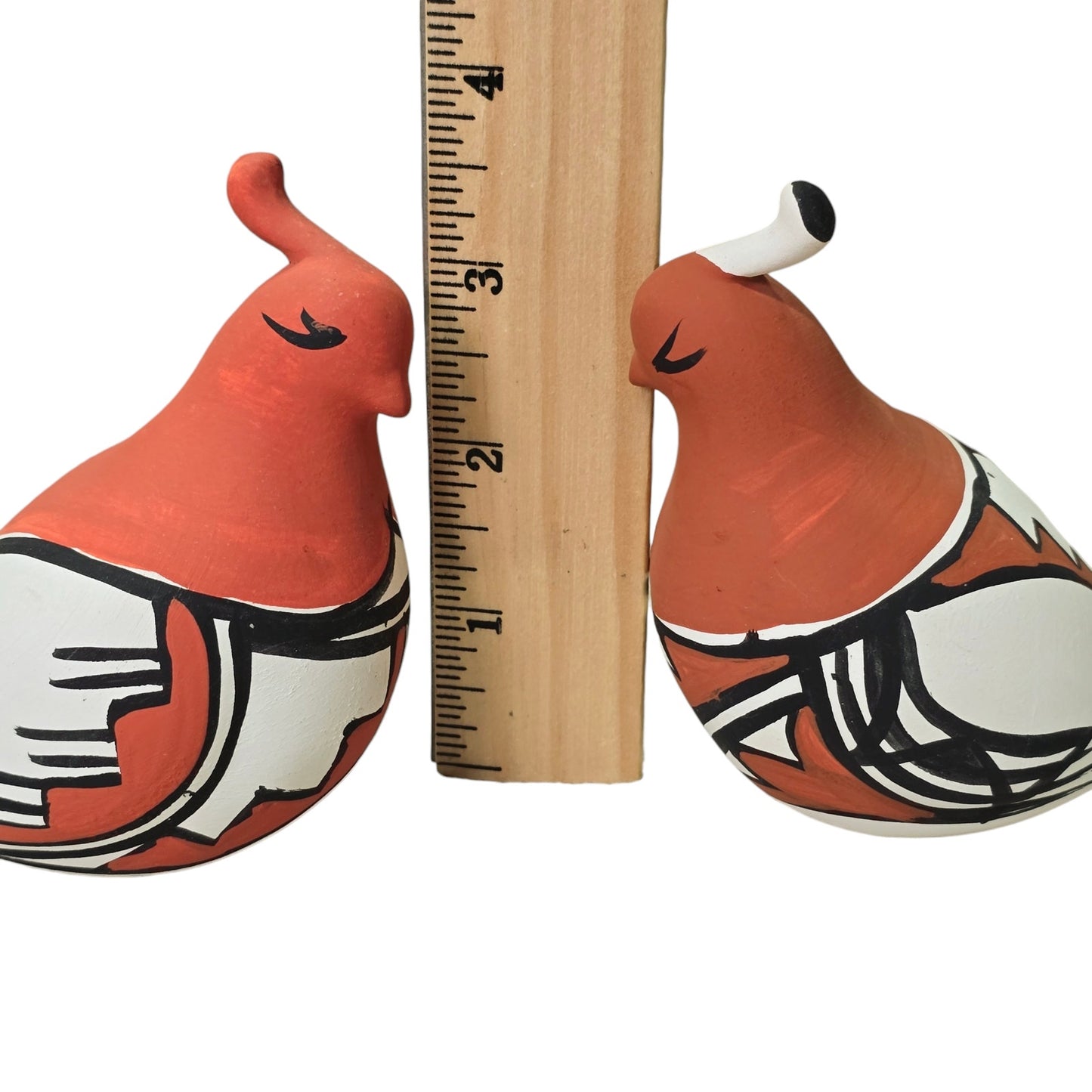 Set of 2 Signed Isleta Pueblo Quail Birds, Handmade Mexican Pottery