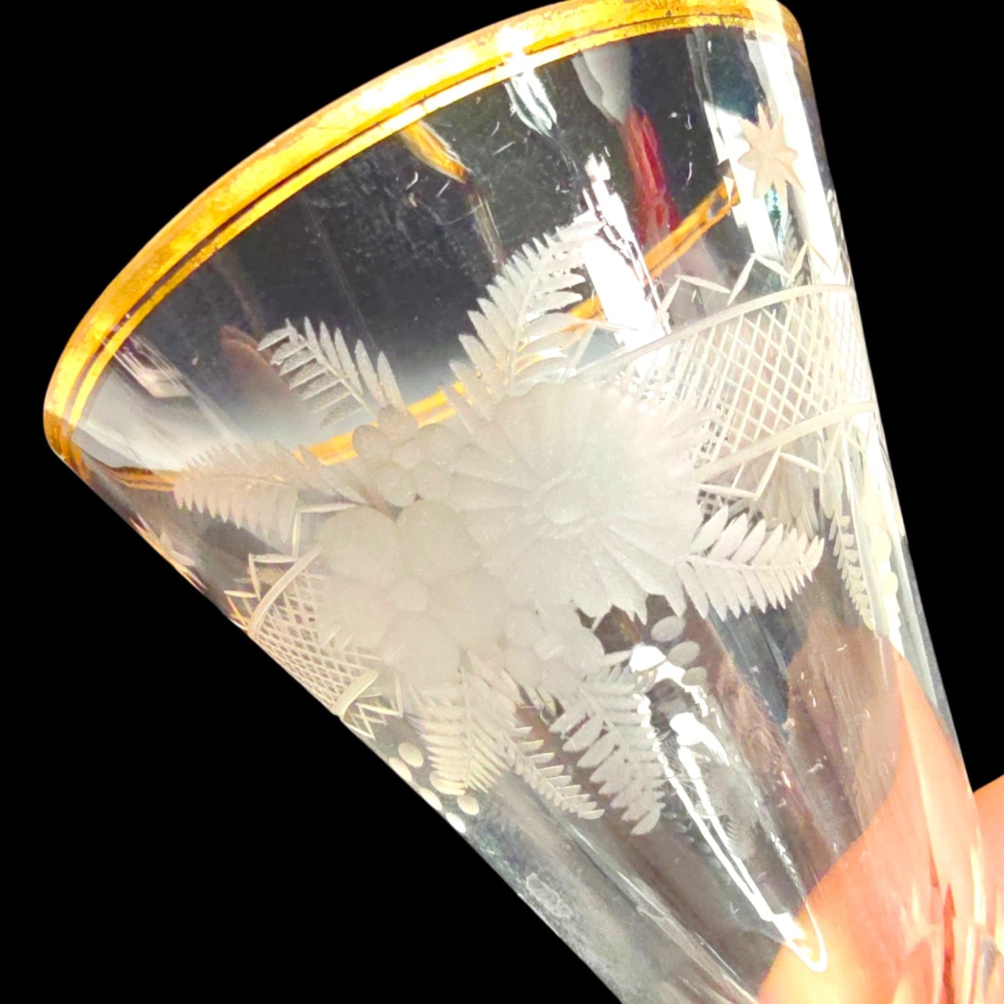 Trio of Petite Vtg Cordial Glasses Mismatched Minitature Liqueur Glass Set Read