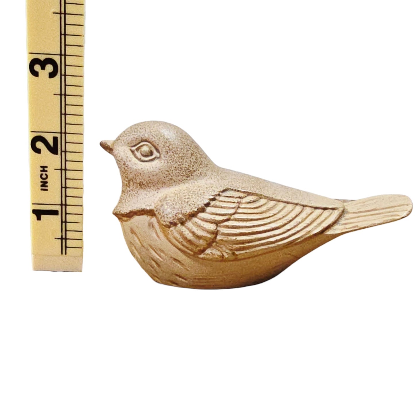 Resin Bird Figurine 4" Blond Wood Stone Look Decorative Sparrow Style Home Decor