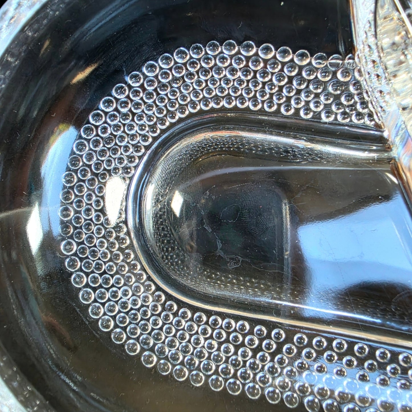 Vtg Duncan & Miller Divided Heart Glass Dish 365 UV Teardrop Pattern EUC No. 301