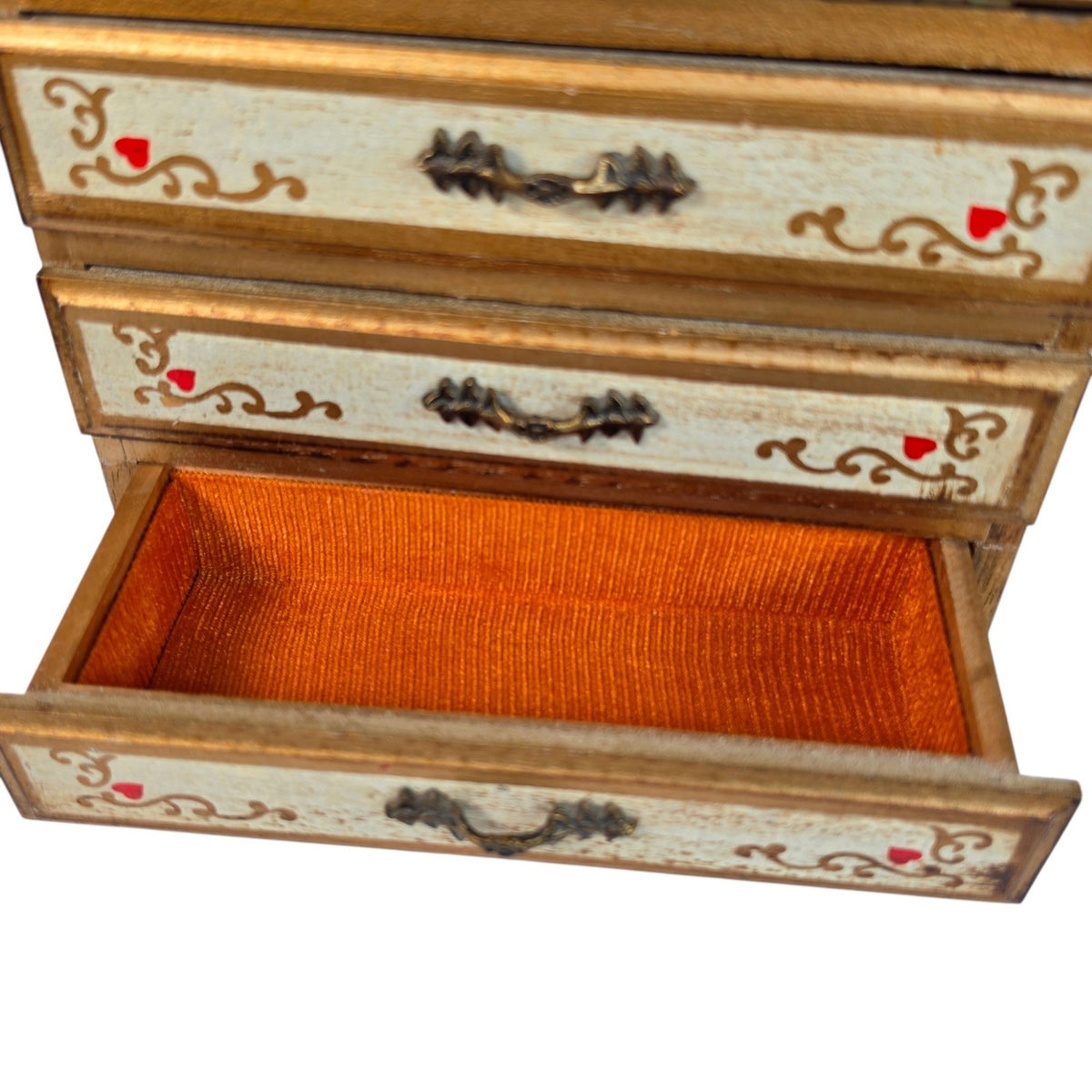 Vintage Italian Florentine Wood Musical Jewelry Box Toyo Impossible Dream