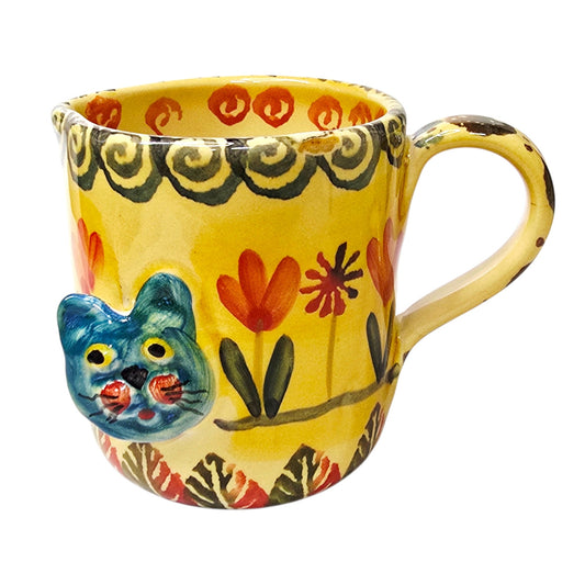 Vtg Italica ARS Italy Pottery 3D Cat Creamer Pitcher Spout Character Mug 3.25"