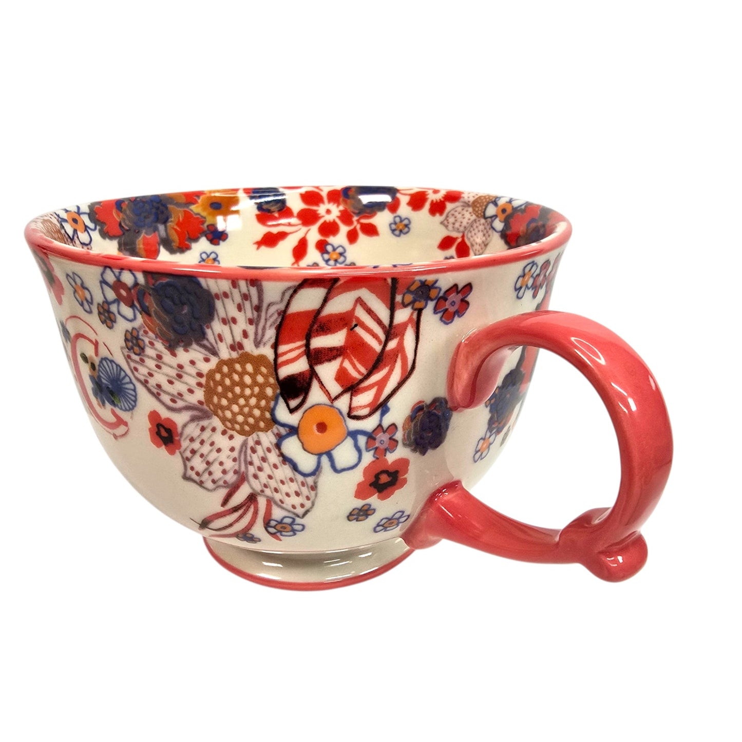 Anthropologie Teatime Monogram C Jumbo Tea Cup Coffee Mug Floral Ceramic Retired