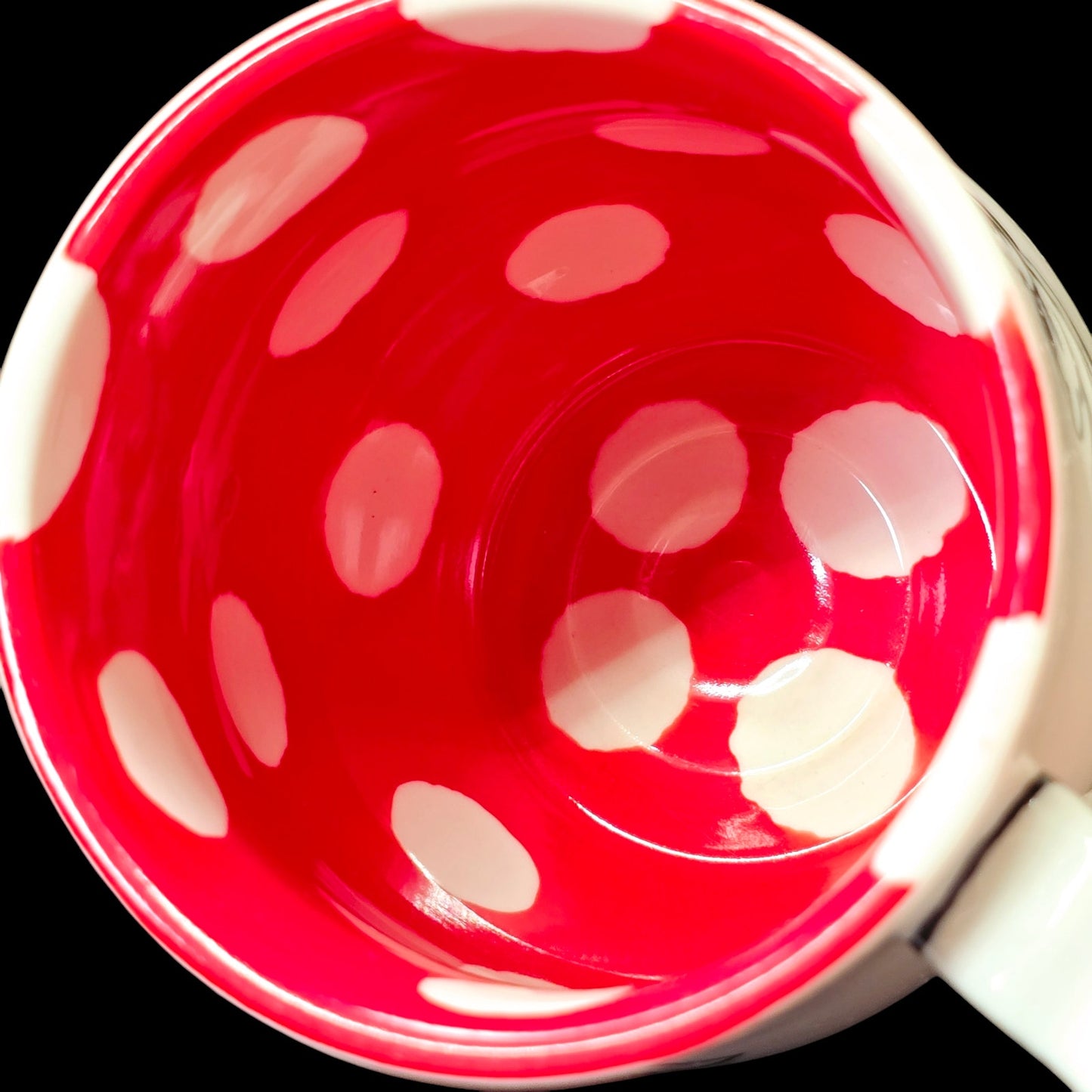 Anthropologie Molly Hatch "Something Good" Red White Polka Dot Coffee Mug