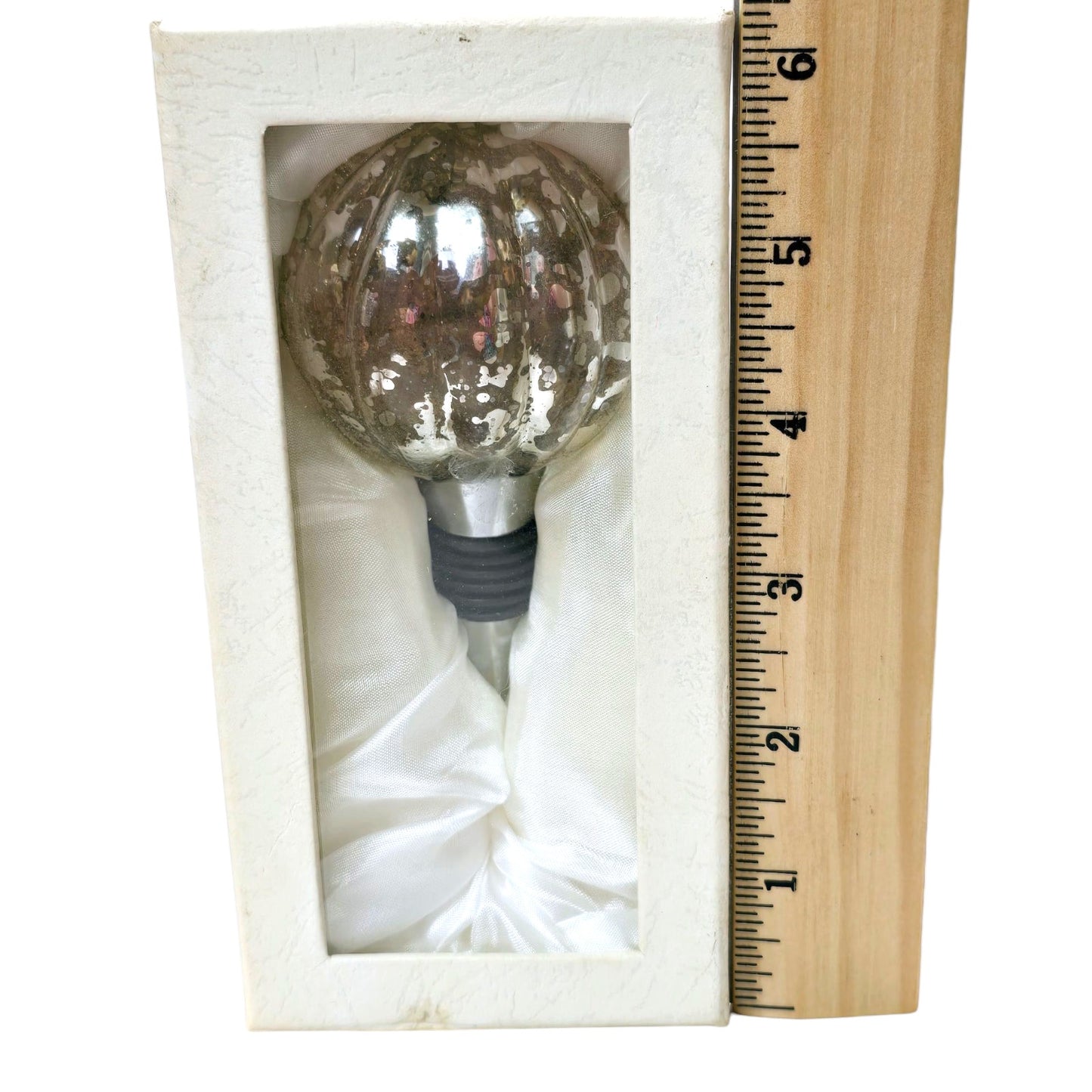 Vintage Mercury Glass Wine Bottle Stopper in Original Box