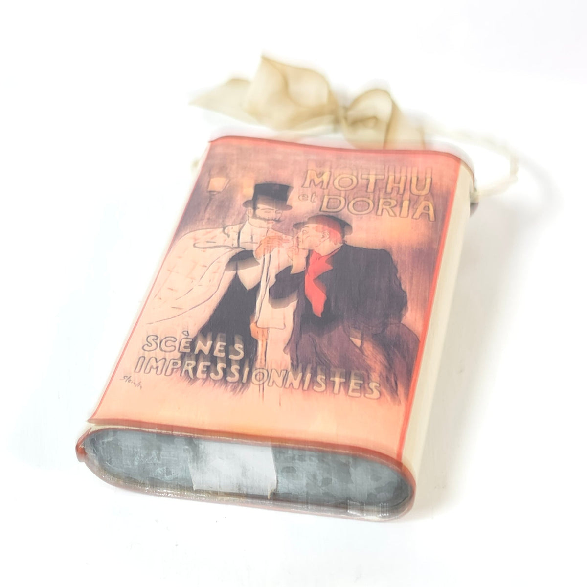 Steinlen Mothu et Doria Hanging Tin Wall Pocket Match Pencil Holder French Art