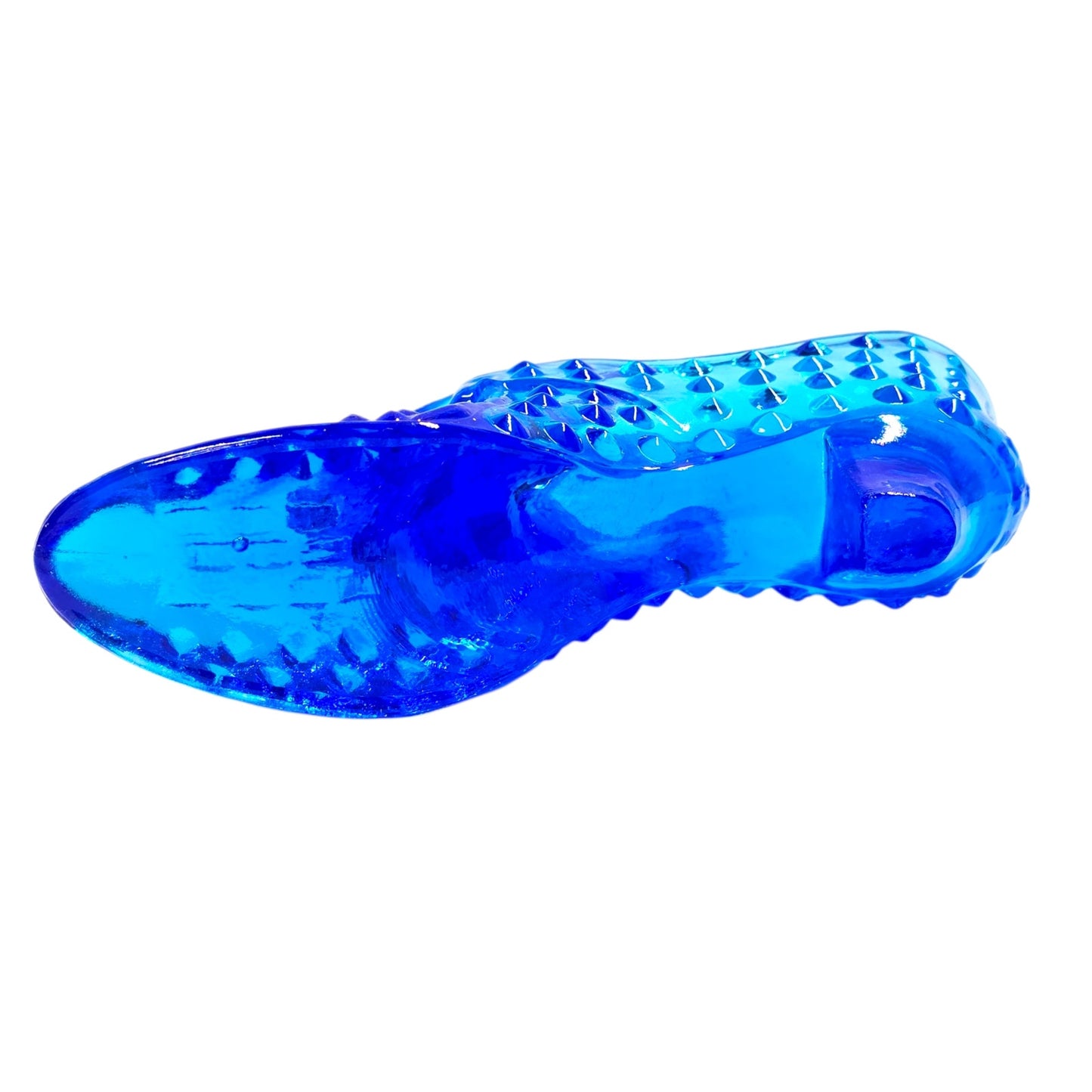 Vintage Fenton Cobalt Blue Hobnail Shoe Slipper Cat Panther Lightly Glowy