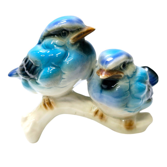 Vintage W. Germany Goebel Porcelain Bluebirds On A Branch