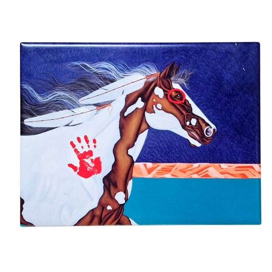 Bill Rabbit "Running Free" Tile Horse Acrylic Painting Tile on Stand, Cherokee